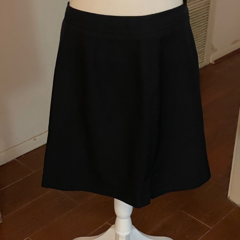 Talbots Petite black pencil skirt size 12P lined back zipper button wool spandex - Picture 3 of 11